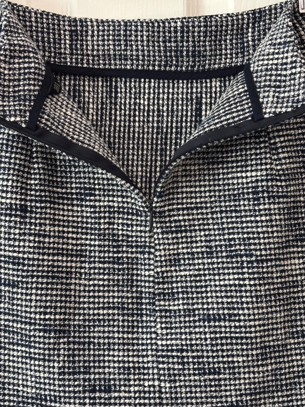 Zara Fringe Seamed Mini Skirt - Blue & White Tweed Size S - Picture 7 of 8